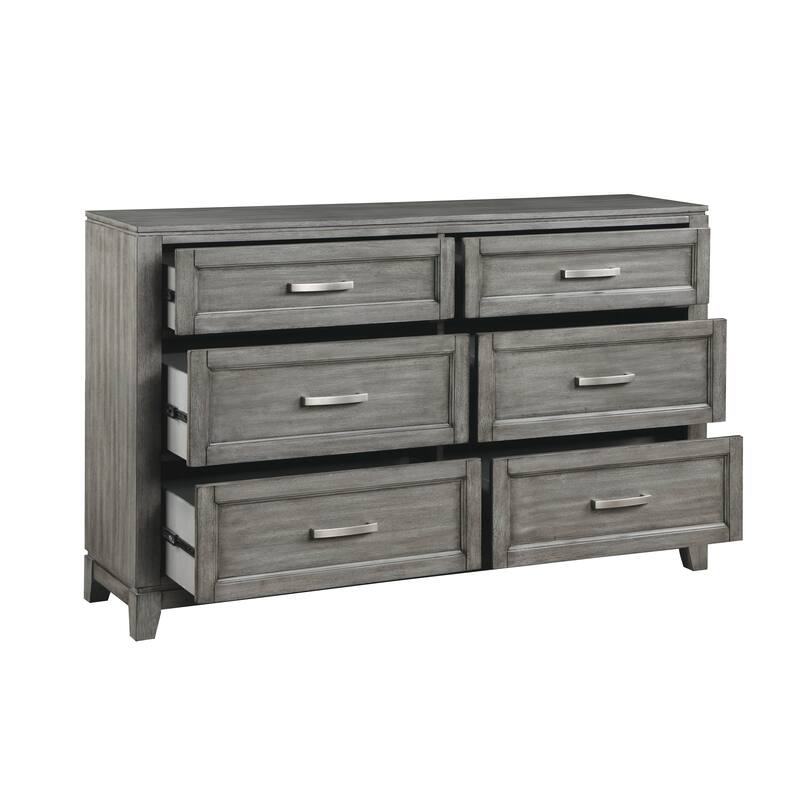Rustic Gray Bedroom Furniture 3pc Bed Dresser Mirror Set