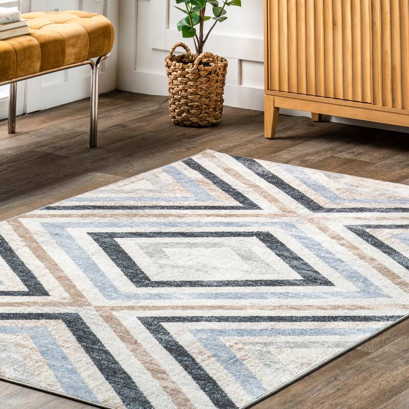 Nuloom Akari SpinClean Transitional Diamond Machine Washable Area Rug