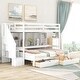 preview thumbnail 2 of 16, Pine Wood Twin XL over Full Bunk Bed, Built-in Desk, Bookshelves, Drawers, Staircase