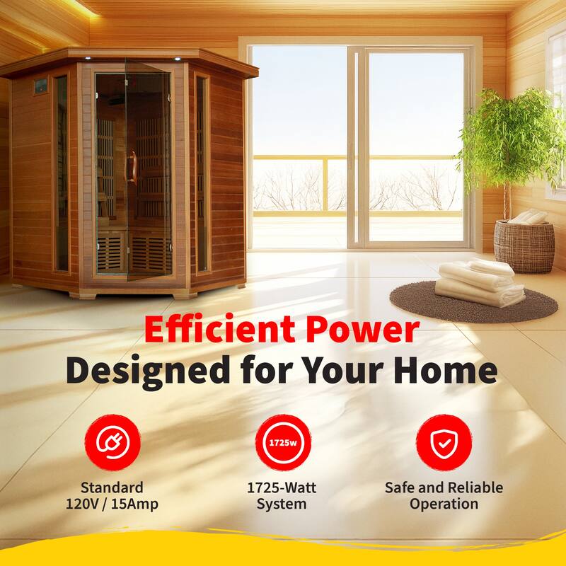 HeatWave Whistler 4-Person Cedar Corner Infrared Sauna with 10 Carbon Heaters