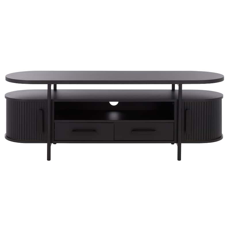 SAFAVIEH Home Etka 2-Drawer Tambour Door Media Stand - 55"W x 16"D x 20"H