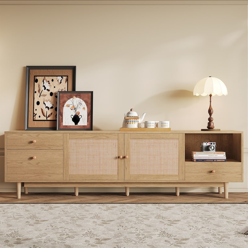 76 in with Open Storage TV Stand for TVs up to 85 in - n/a - Brown