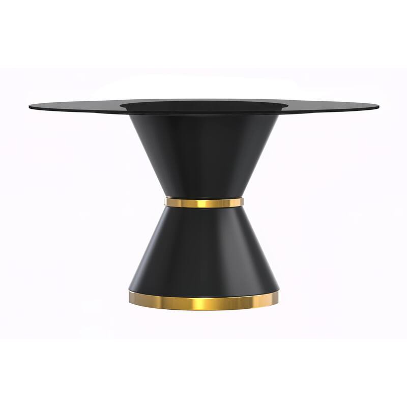 Qorvus Dining Table with 60" Top and Black/Gold Pedestal Base