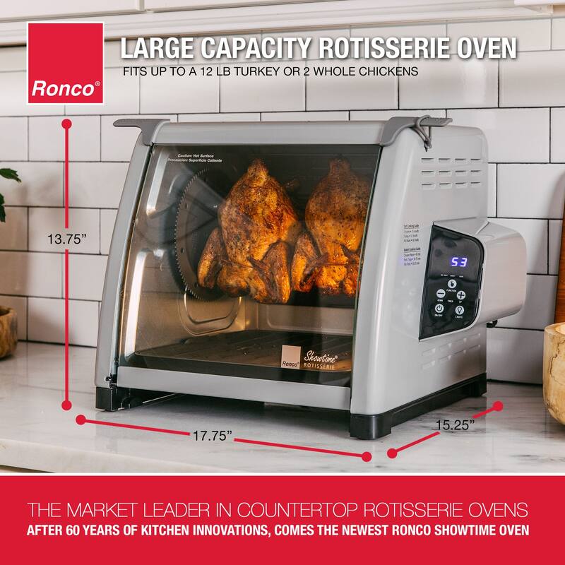 Ronco 6000 Platinum Series Rotisserie Oven, 3 Cooking Functions, Digital Display, Includes Rotisserie Spit