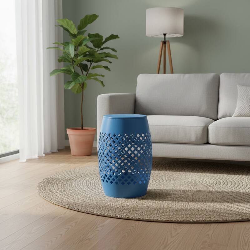 Outdoor Lace Cut Side Table - Blue