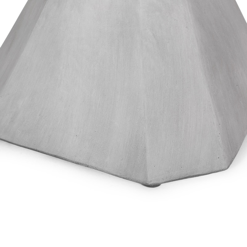 Roomfitters Outdoor Lightweight Concrete Side Table, Modern Geometric Accent Patio End Table, Natural