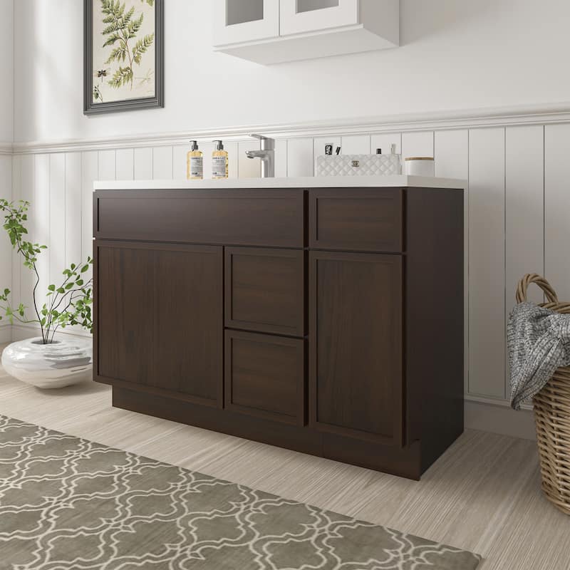Vanity Art 48" Birch Freestanding Bathroom Vanity Cabinet without Top
