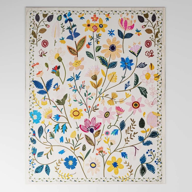 Nature Floral Non-Slip Machine Washable Colorful Modern Area Rug