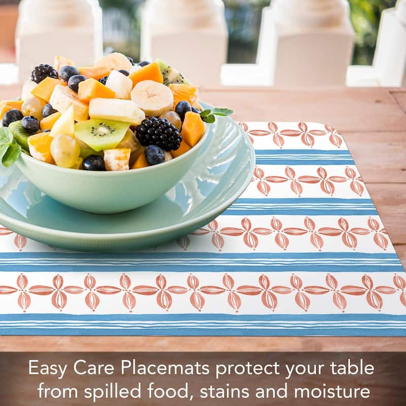 Color Patterns 4 Pack Reversible Easy Care Flexible Plastic Placemats Made in The USA BPA Free Easily Wipes Clean