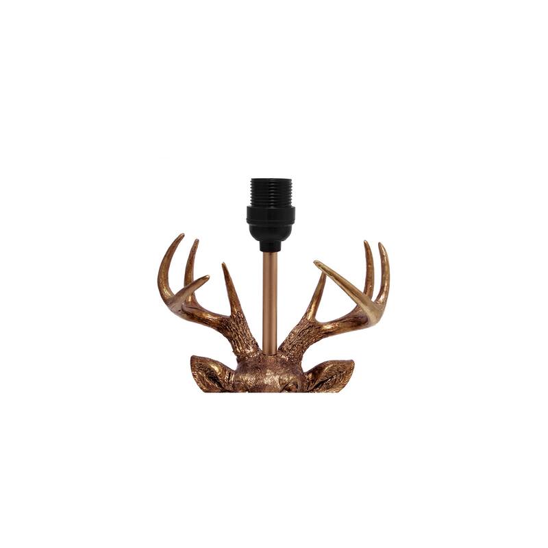 17.25 in. Copper Finish Table Lamp with White Shade, Desk Lamp for Writing and Computer Desks