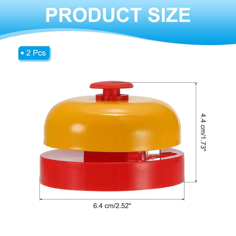 2 Pcs Desk Call Bell 2.5" Diameter with Metal Anti-Rust Construction - 2.52 x 1.73 inch (Dia*H) - Yellow/Red