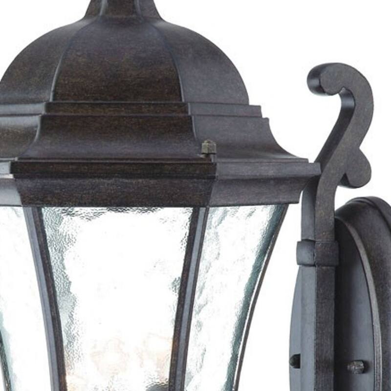 Glass Flush Mount Outdoor Wall Light with 3 Light Lantern Design - 11” x 9.25” x 19.5” (D x W x H)