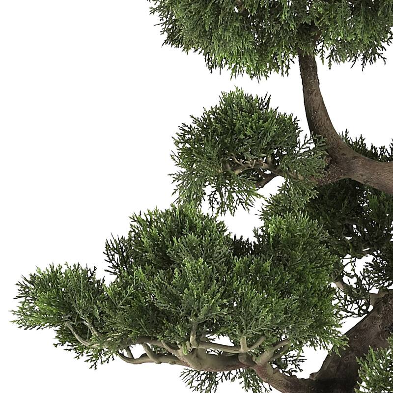 3' Cedar Bonsai Outdoor Artificial Plant in Gray Planter