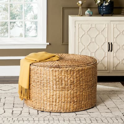 SAFAVIEH Jesse Coastal Wicker Natural Coffee Table (Fully Assembled) - 28.5" x 28.5" x 17"
