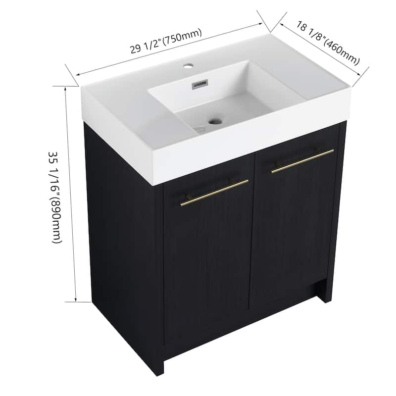 Bathroom Vanity With Sink In 24/30/36 Inch, Freestanding Bathroom Vanity With Soft Close Door and Adjustable Shelf