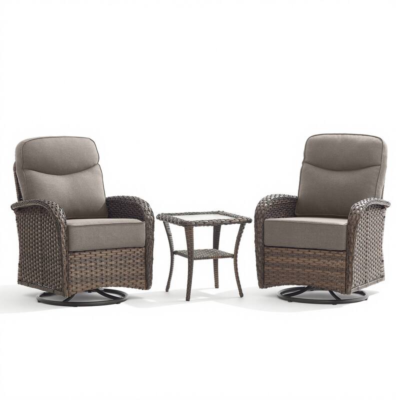Pocassy Outdoor Wicker Patio Sofa with Swivel Chair Ottoman Sets