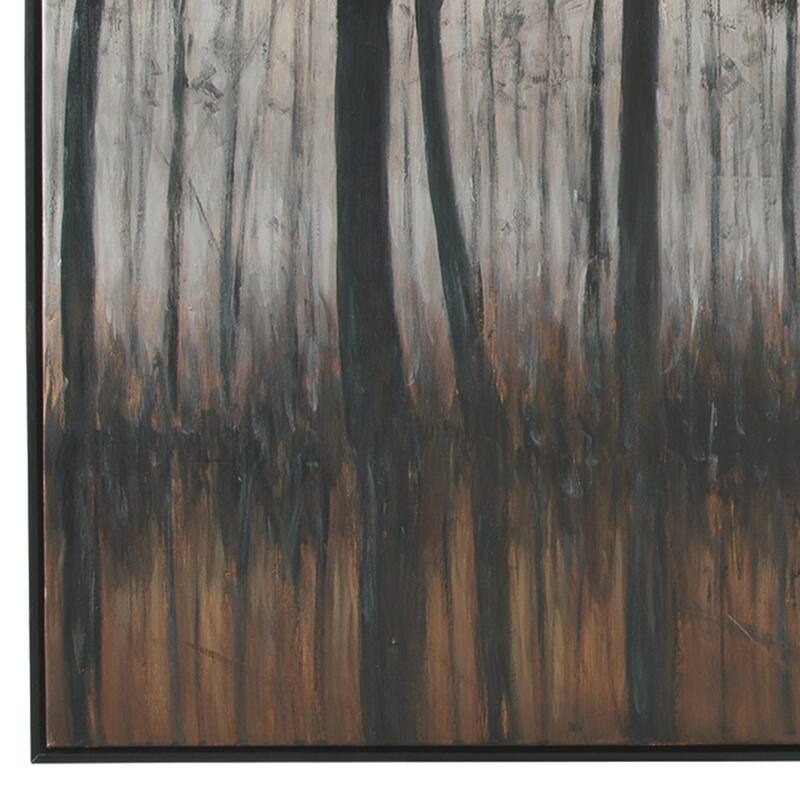 Wood and Canvas Forest Wall Art, Black, Orange and Silver