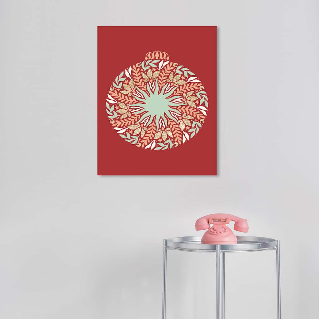 Wynwood Studio Canvas Holiday and Seasonal Pastel Spearmint Starsun Red Modern & Contemporary Wall Art Canvas Print