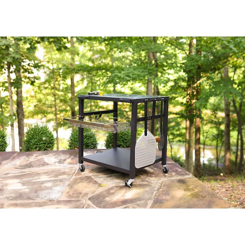 NUUK Deluxe 30" Outdoor Stainless Steel Pizza Oven Table, Grill Cart and Prep Station