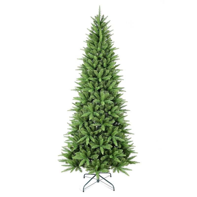 6FT Slim Christmas Tree - 850 Tips, PE+PVC Branches, Hinged Design for Easy Setup, Stable Metal Stand - Green