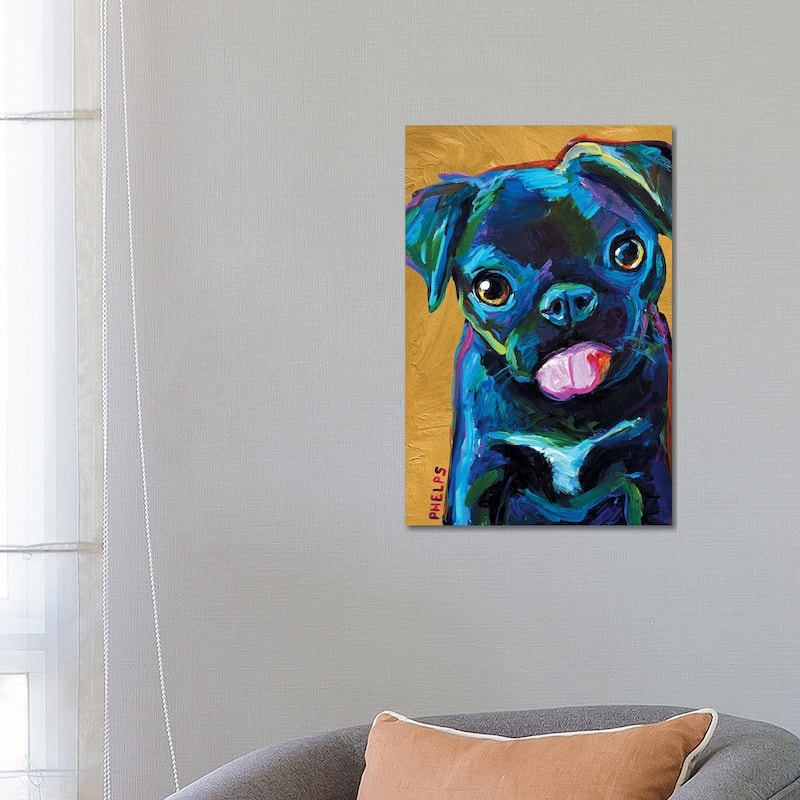 iCanvas "Black Pug Puppy" by Robert Phelps Canvas Print - 26x18x1.5