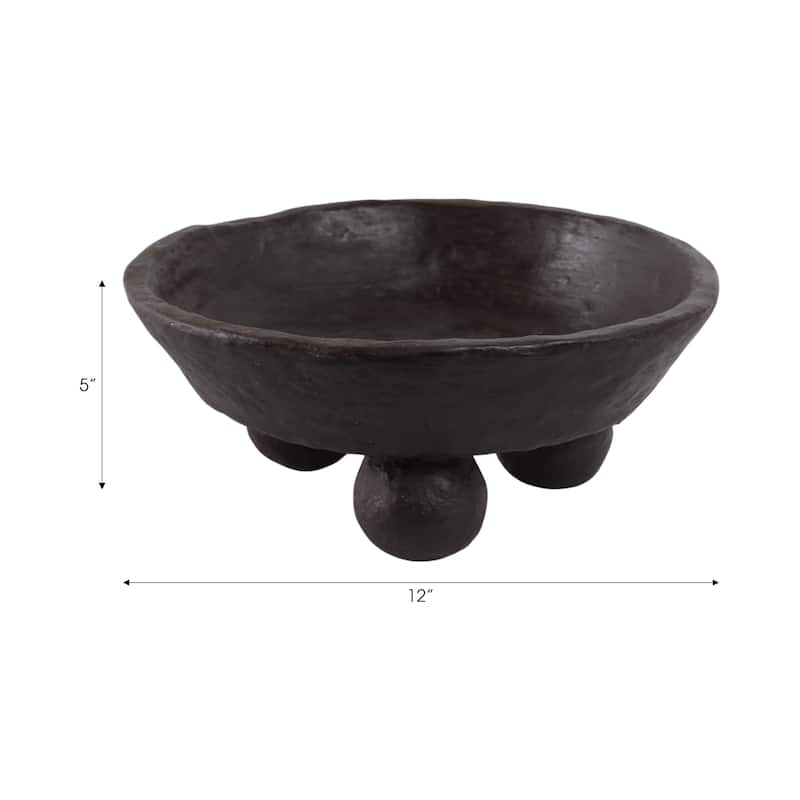 Decorative Textured Bowl with Triple-Sphere Feet Base
