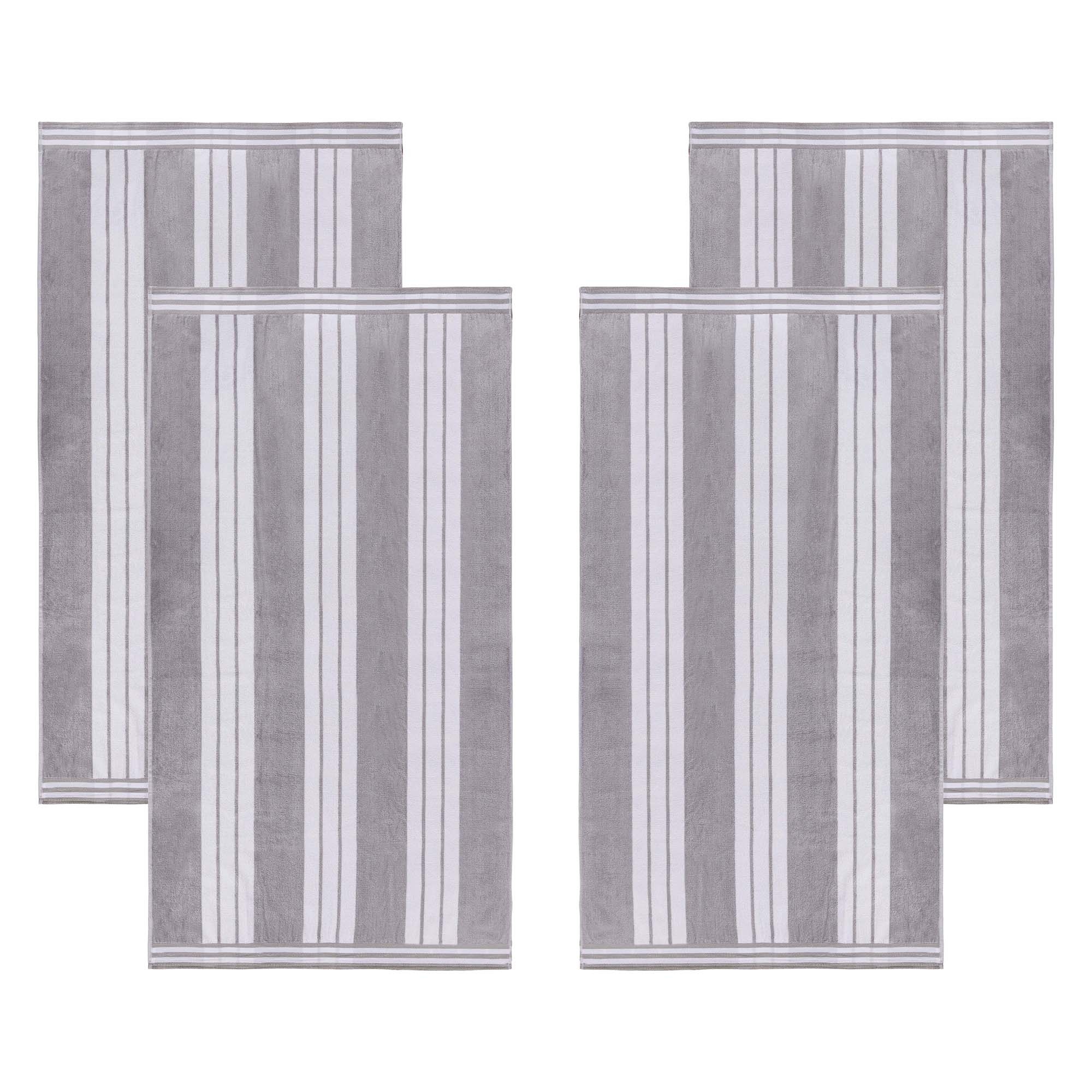 Superior Striped Large Oversized Cotton Beach Towel - Set of 4