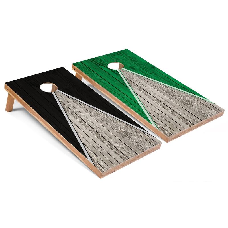 Black and Kelly Pyramid Cornhole Boards with Case & Lights - 16 Years and Up