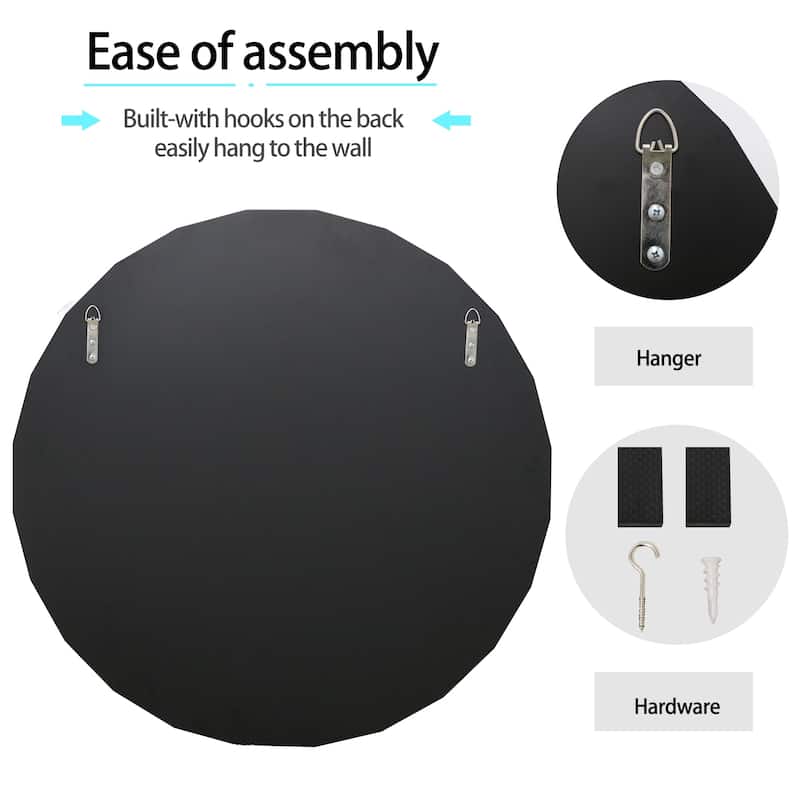 Modern Round Accent Wall Mirror Art Beveled Glass - 32"