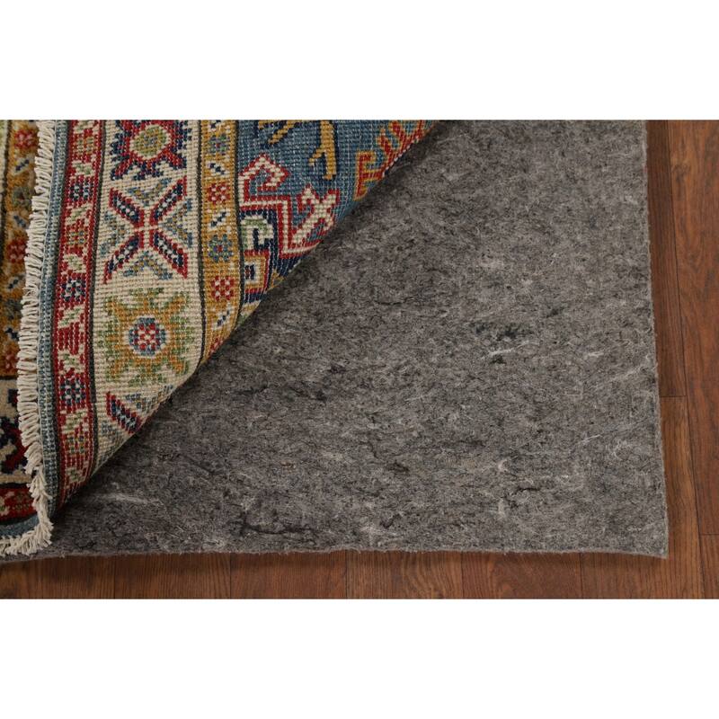 Hand Knotted Oriental 100% Wool Carpet Traditional Geometric Navy Blue & Blues Kazak Area Rug - 3' 0'' X 2' 0''