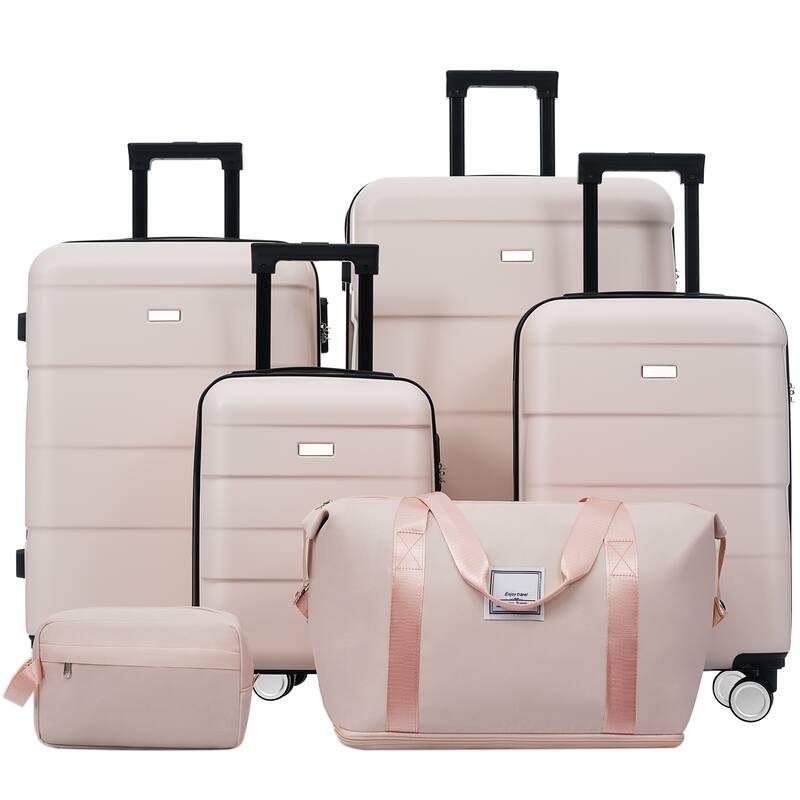 Hardshell Luggage Sets 6 Piece with 2 Bags,Carry on Suitcase with Handle Password Lock Double Spinner Wheels