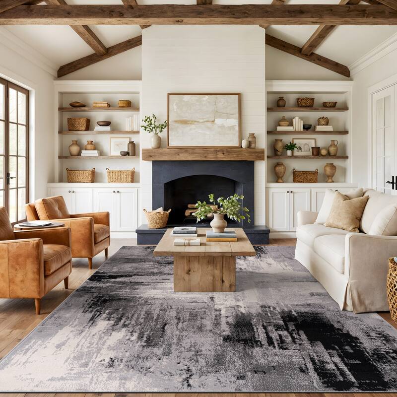 World Rug Gallery Bari Contemporary Abstract Art Area Rug