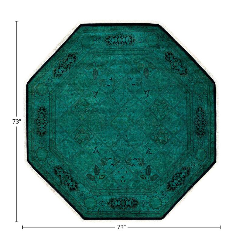 Fine Vibrance, One-of-a-Kind Hand-Knotted Area Rug - Green, 6' 1" x 6' 1" - 6' 1" x 6' 1"