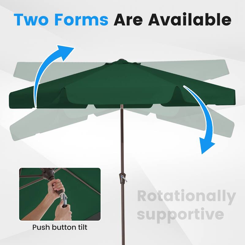 10ft Patio Market Umbrella with UV-Resistant and Sagging Edge Designed
