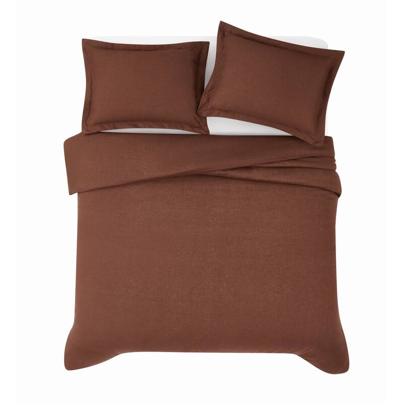 Brooklyn Loom Natural Flax Linen 3-piece Duvet Cover Set