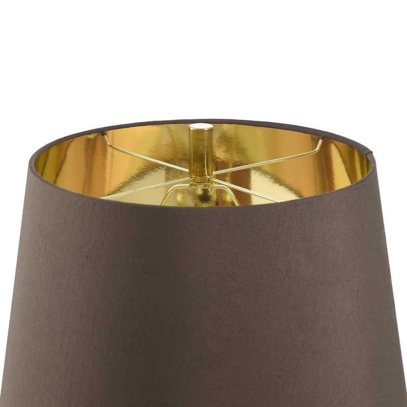 Gradient Gold Table Lamp - Metallic Polyresin and Brushed Brass - Brown Shade