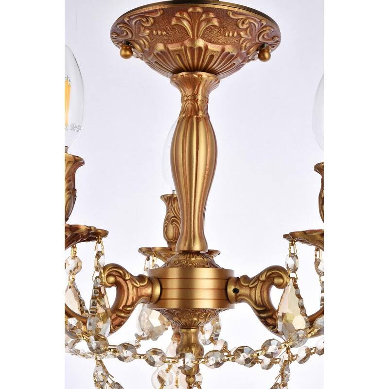 Somette Lugano 3-light Royal Cut Crystal and French Gold Flush Mount