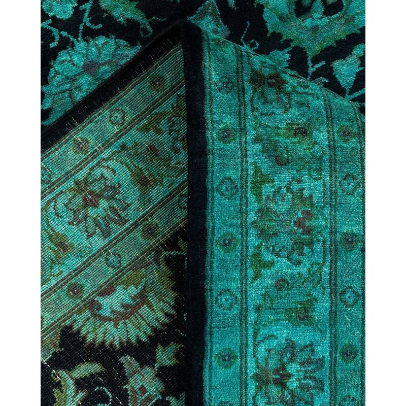 Overton Hand Knotted Wool Vintage Inspired Modern Contemporary Overdyed Black Runner Rug - 2' 7" x 19' 0"