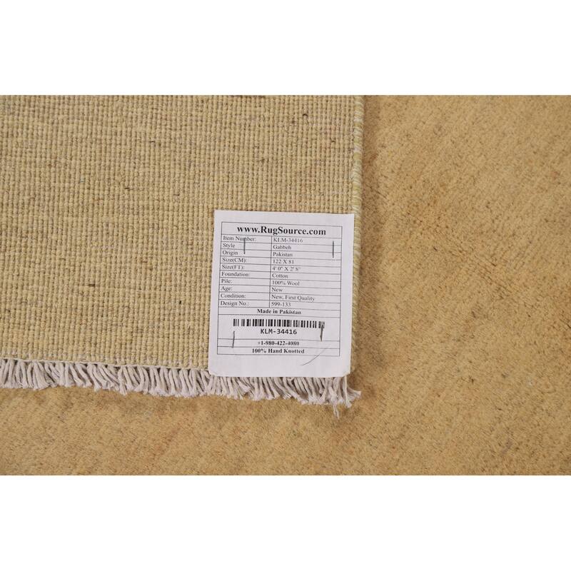 Modern Gabbeh Oriental Foyer Rug Hand-Knotted Solid Wool Carpet - 2'8"x 4'0"
