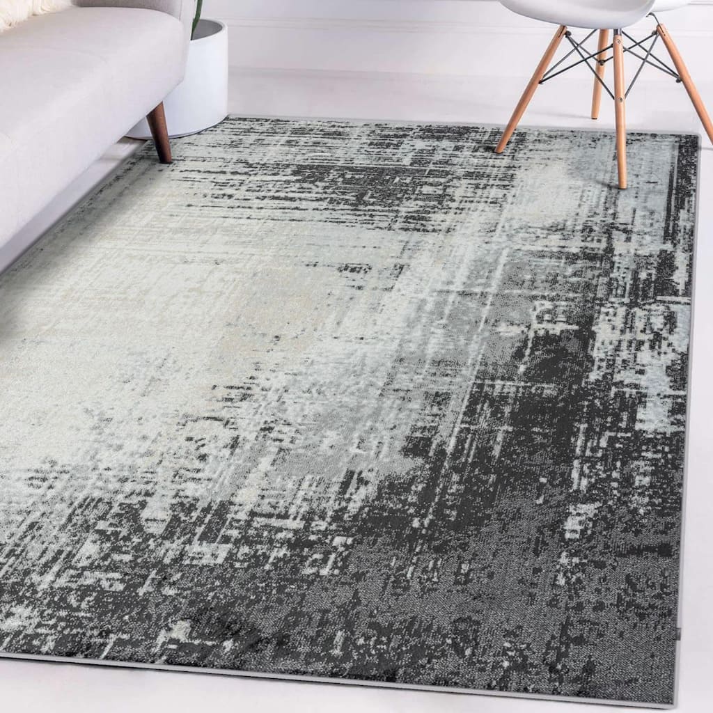 Luxe Weavers Modern Crosshatch Pattern Distressed Abstract Area Rug Carpet