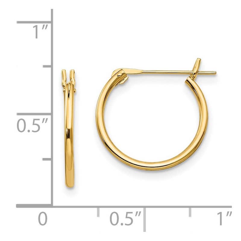 Curata 14k Yellow Gold Polished 1.25x15mm Hoop Earrings