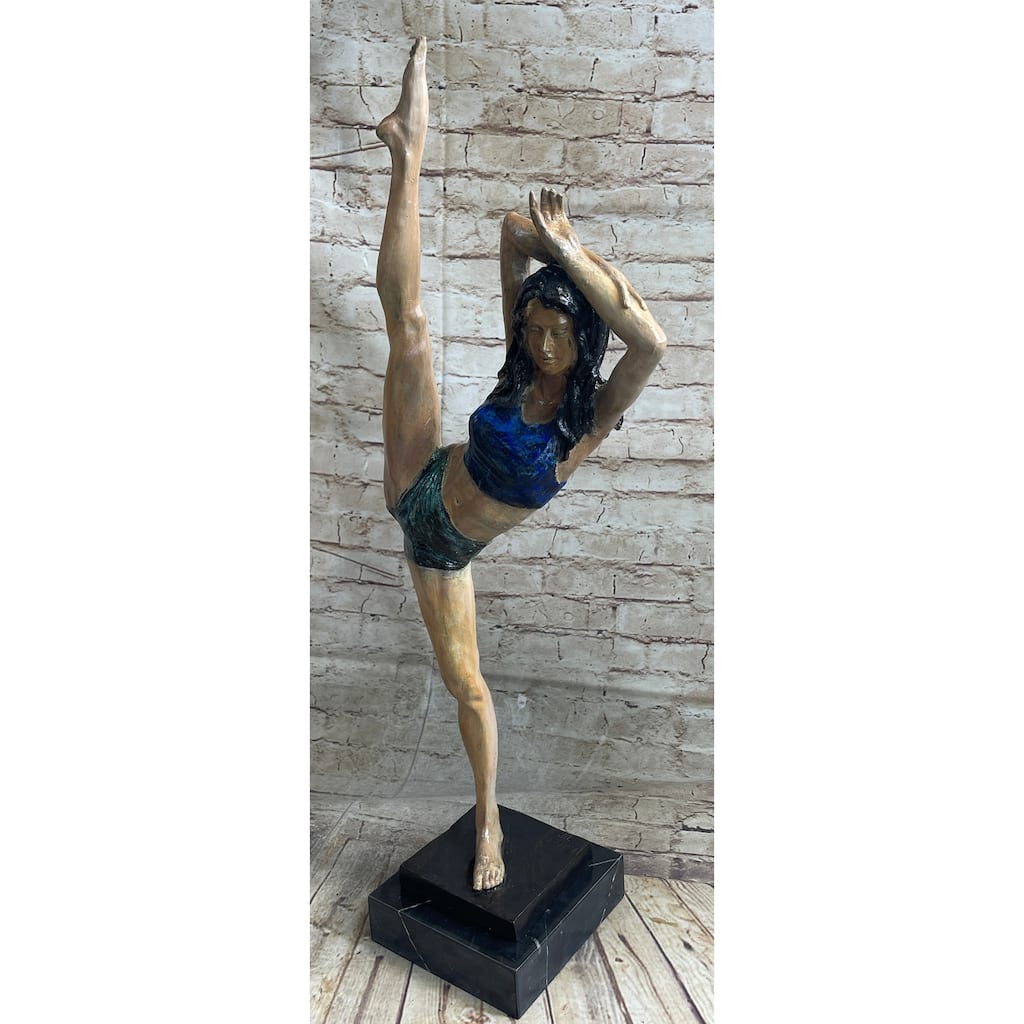 Flexible Gymnast Athlete Yoga Studio Bronze Metal Figurine Statue Sculpture Gift Art 25 Inches X 10 Inches