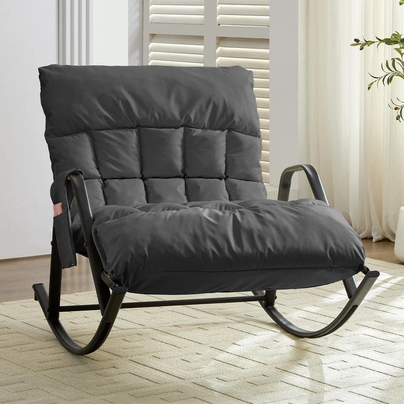 Mixoy Adjustable Widen Rocking Chair,Modern Lounge Nursery with Iron Frame