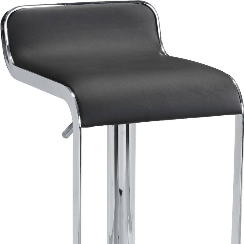 HomeRoots Black and Silver Faux Leather and Steel Adjustable Height Swivel Bar Chair