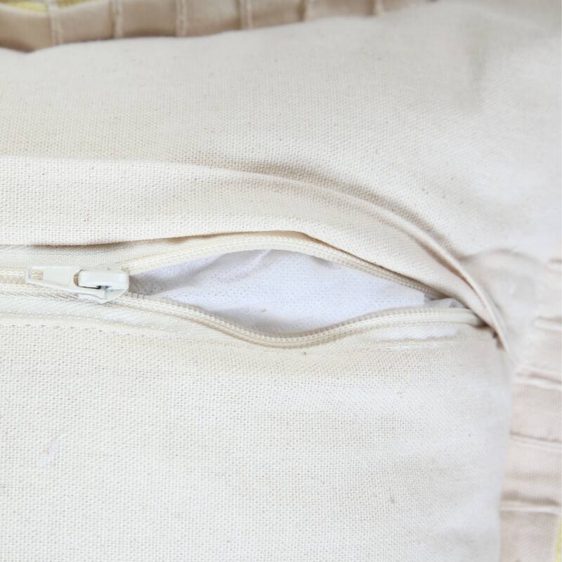 Handwoven Flanged Border Square Throw Pillow - 18" - Pale Yellow