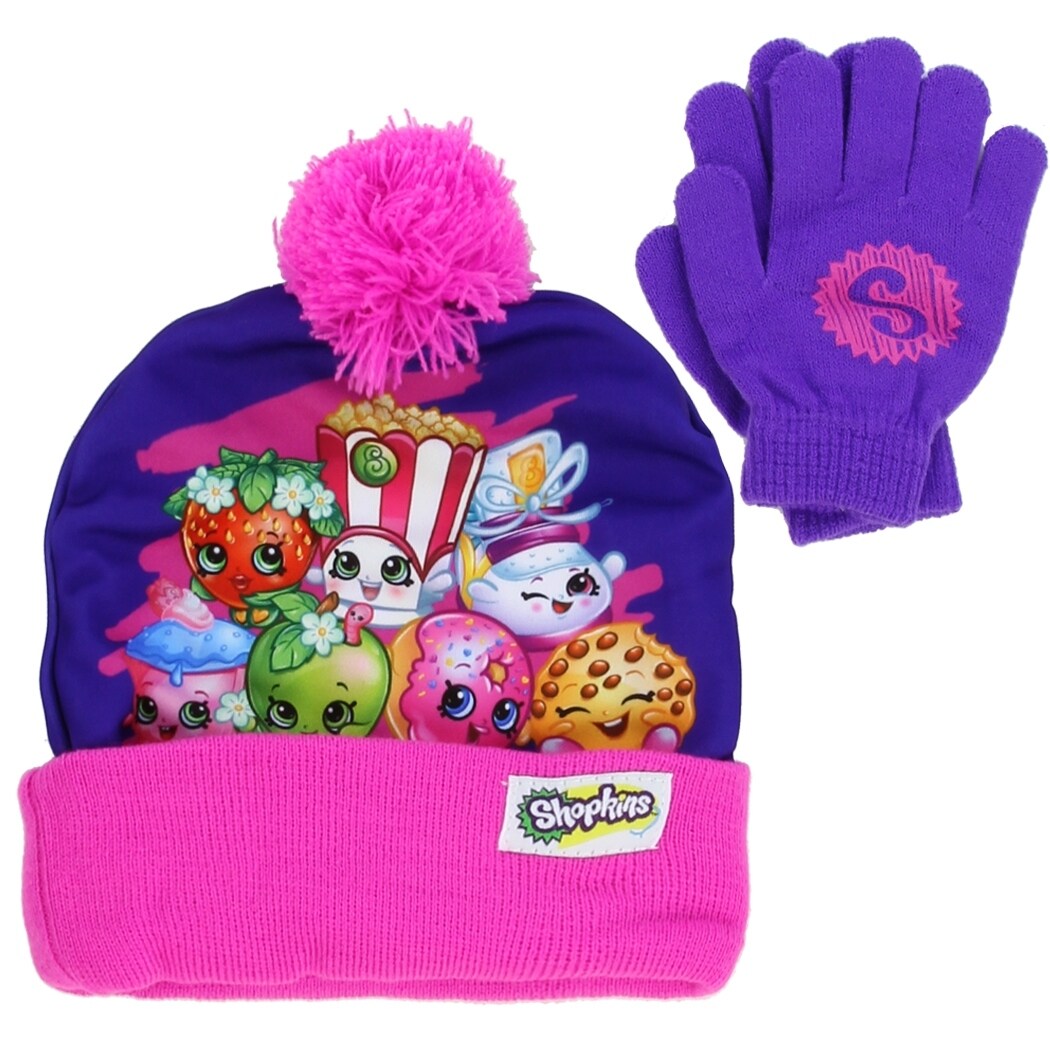 Shop Shopkin Girls Winter Hat And Glove Set Pink Purple Free