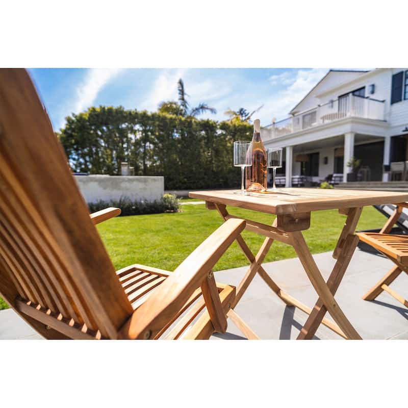 Nordic Style Natural Teak 2 Person Folding Patio Table 28"