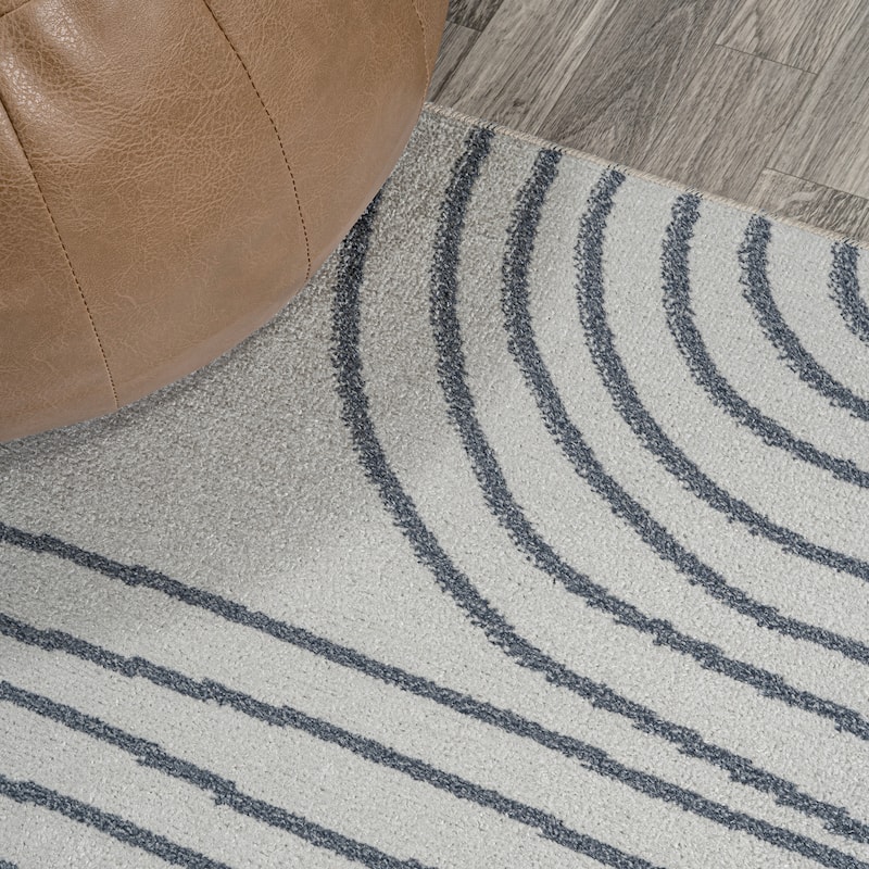 JONATHAN Y Arches Contemporary Glam Geometric Machine-Washable Cream/Dark Gray Area Rug