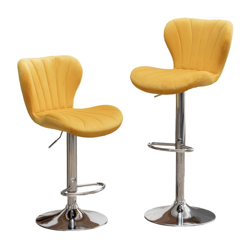Swivel Barstools High Bar Chair Island Dining Chair, Set of 2, Yellow - Yellow
