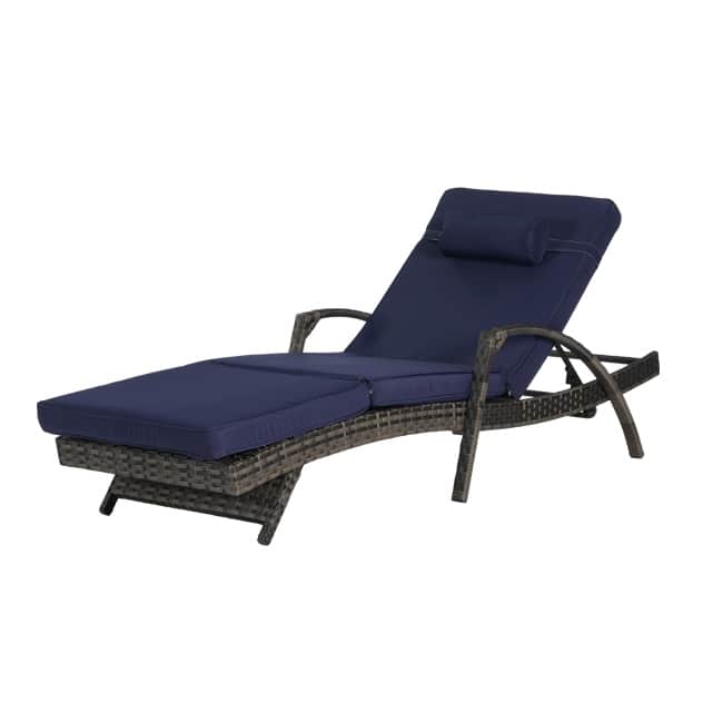 Premium Outdoor Reclining Lounge Set (2-Piece)‌– Wicker Sunbathing Chairs With Thick Cushions,150° Adjustable Backrest